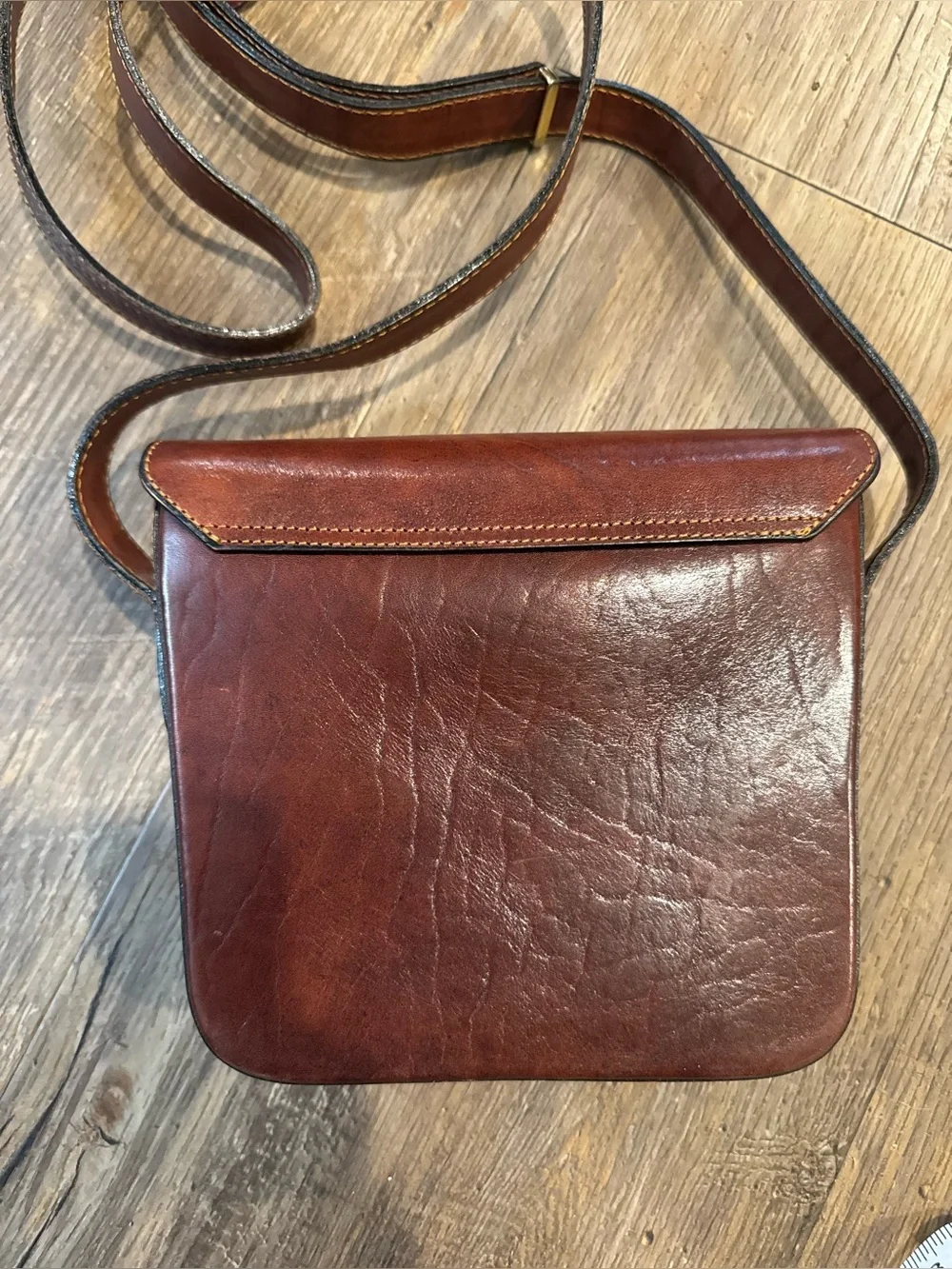 Vintage Oroton Australia Brown Leather Hard Shell Satchel Crossbody 7 x 6.5